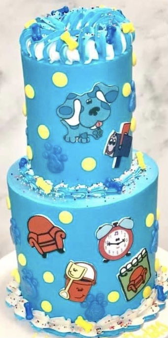 2 Tier Vanilla and Red Velvet Blues Clues Cake With Buttercream Frosting and Edible Image