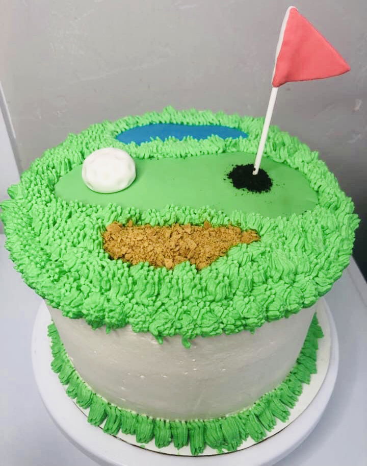 3 Layer Vanilla Golf Cake With Buttercream Frosting