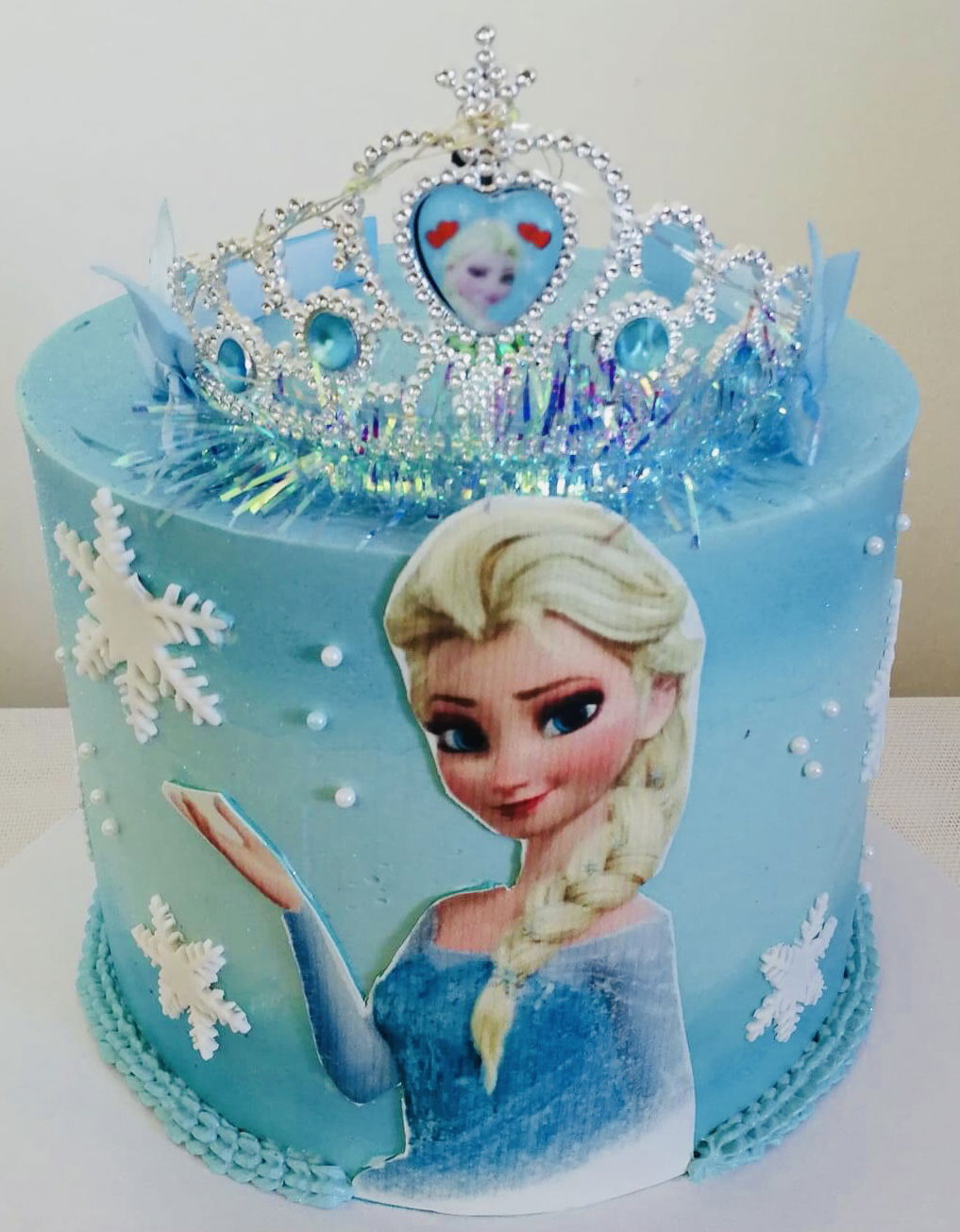 3 Layer Funfetti Frozen Elsa Cake With Buttercream Frosting and Edible Image