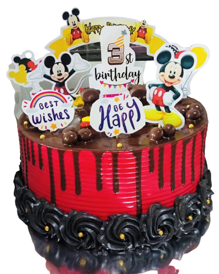 2 Layer Chocolate Mickey Mouse Cake With Buttercream Frosting