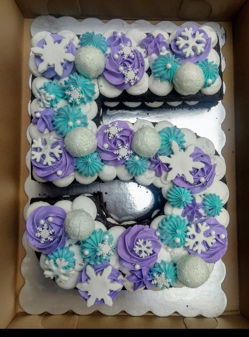 Number 5 Chocolate Frozen Cake With Buttercream Frosting