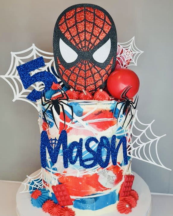 4 Layer Vanilla Spider-Man Cake With Buttercream Frosting