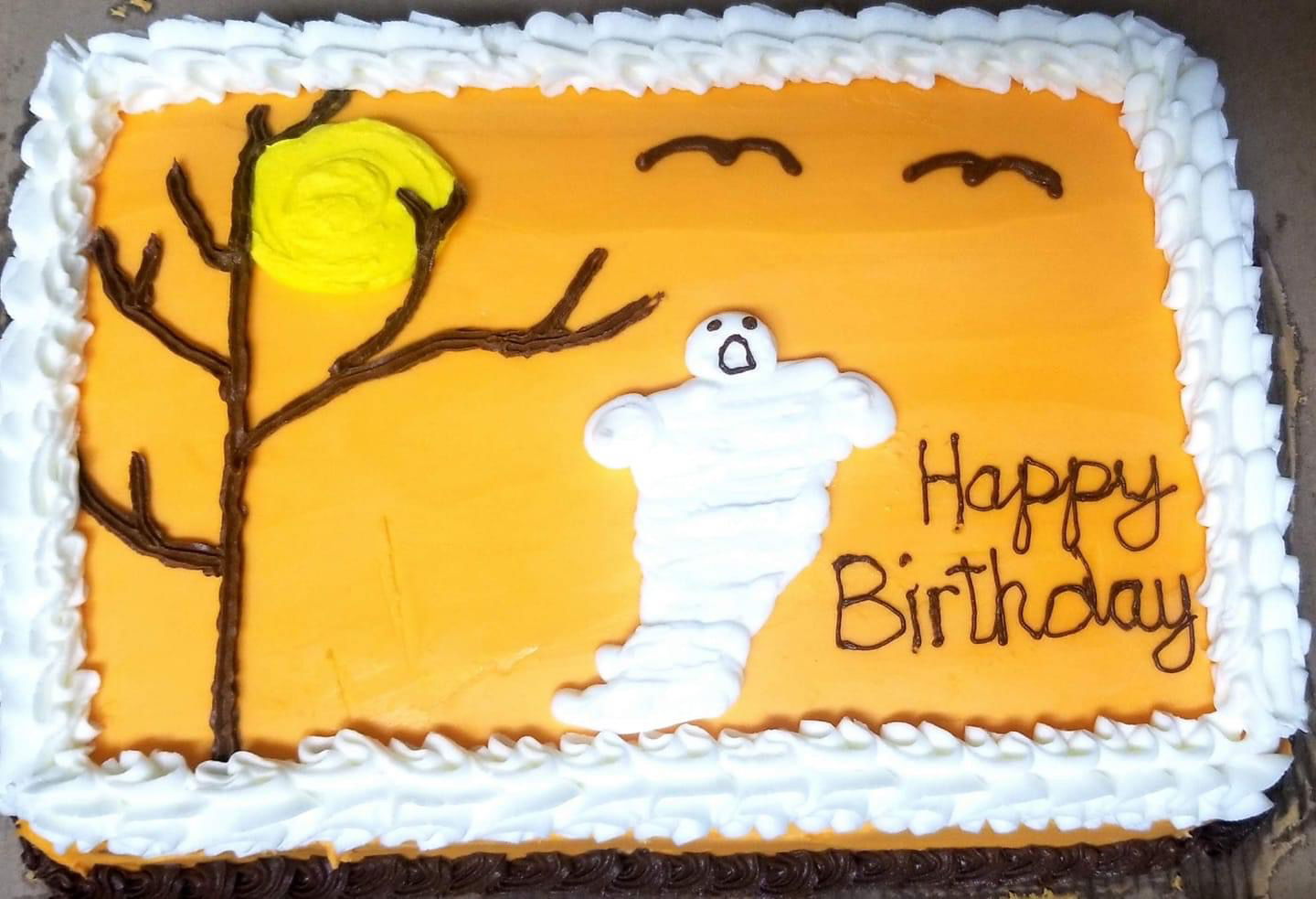 Chocolate Halloween Birthday Sheet Cake With Buttercream Frosting