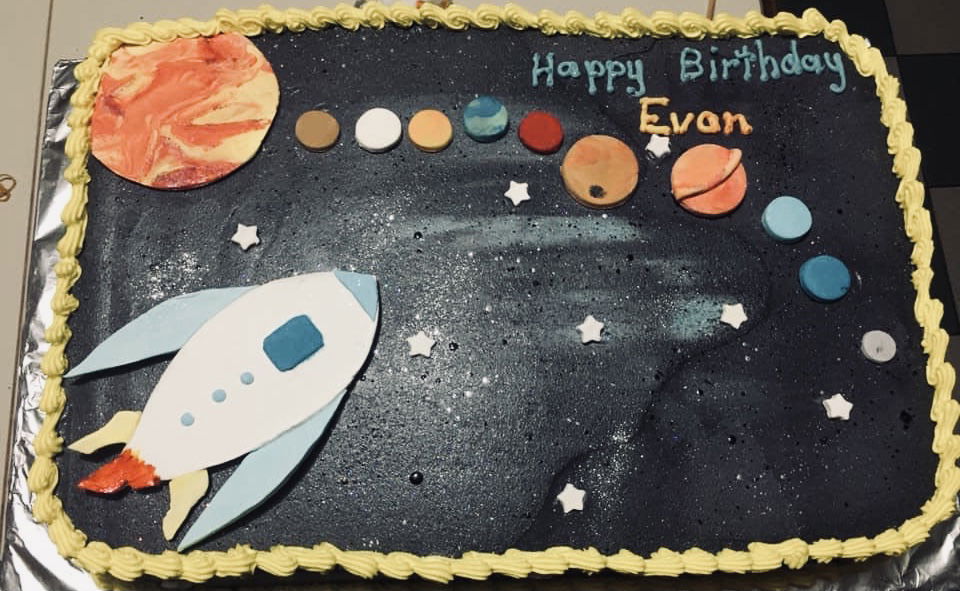 Funfetti Solar System Sheet Cake With Buttercream Frosting and Edible Image