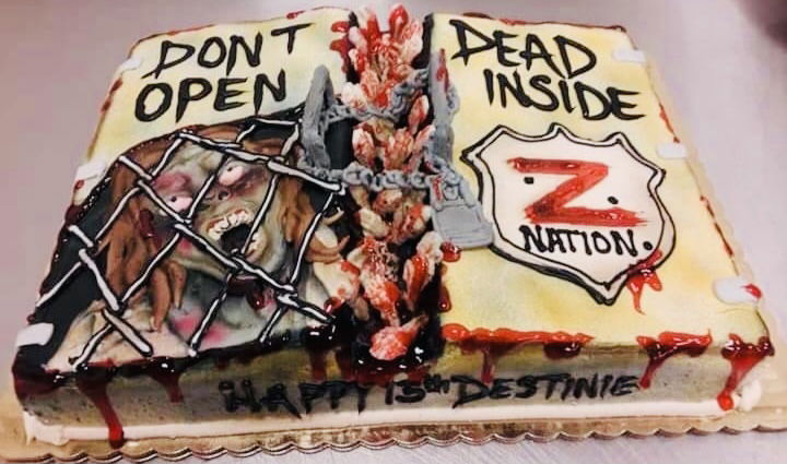 Vanilla Z Nation Book Cake With Buttercream Frosting and Edible Image