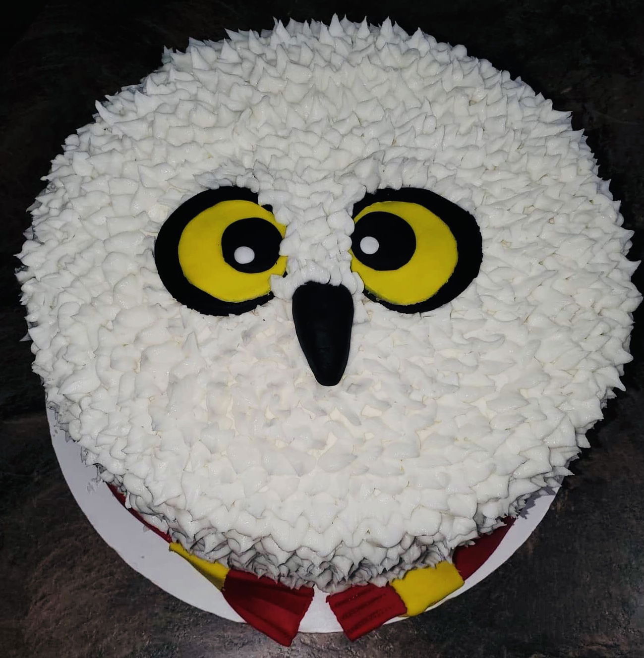 2 Layer Chocolate Hedwig from Harry Potter Cake With Buttercream Frosting and Edible Images