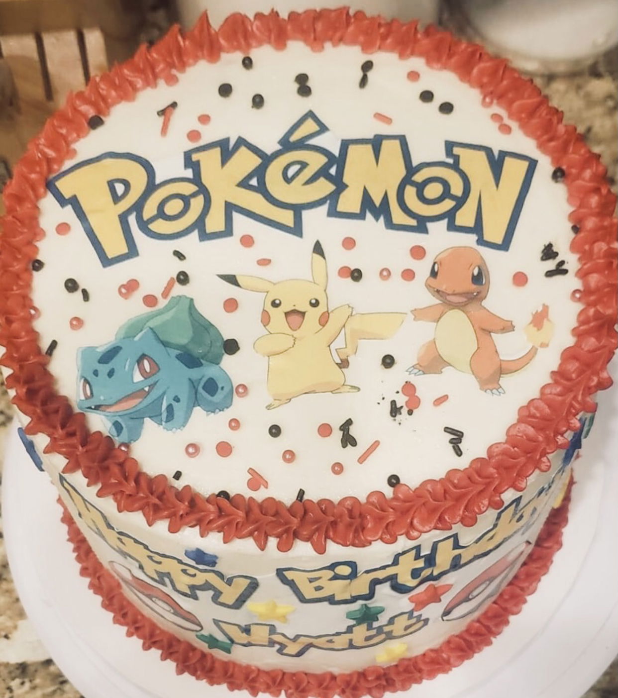2 Layer Chocolate and Vanilla Pokémon Cake With Buttercream Frosting and Edible Images