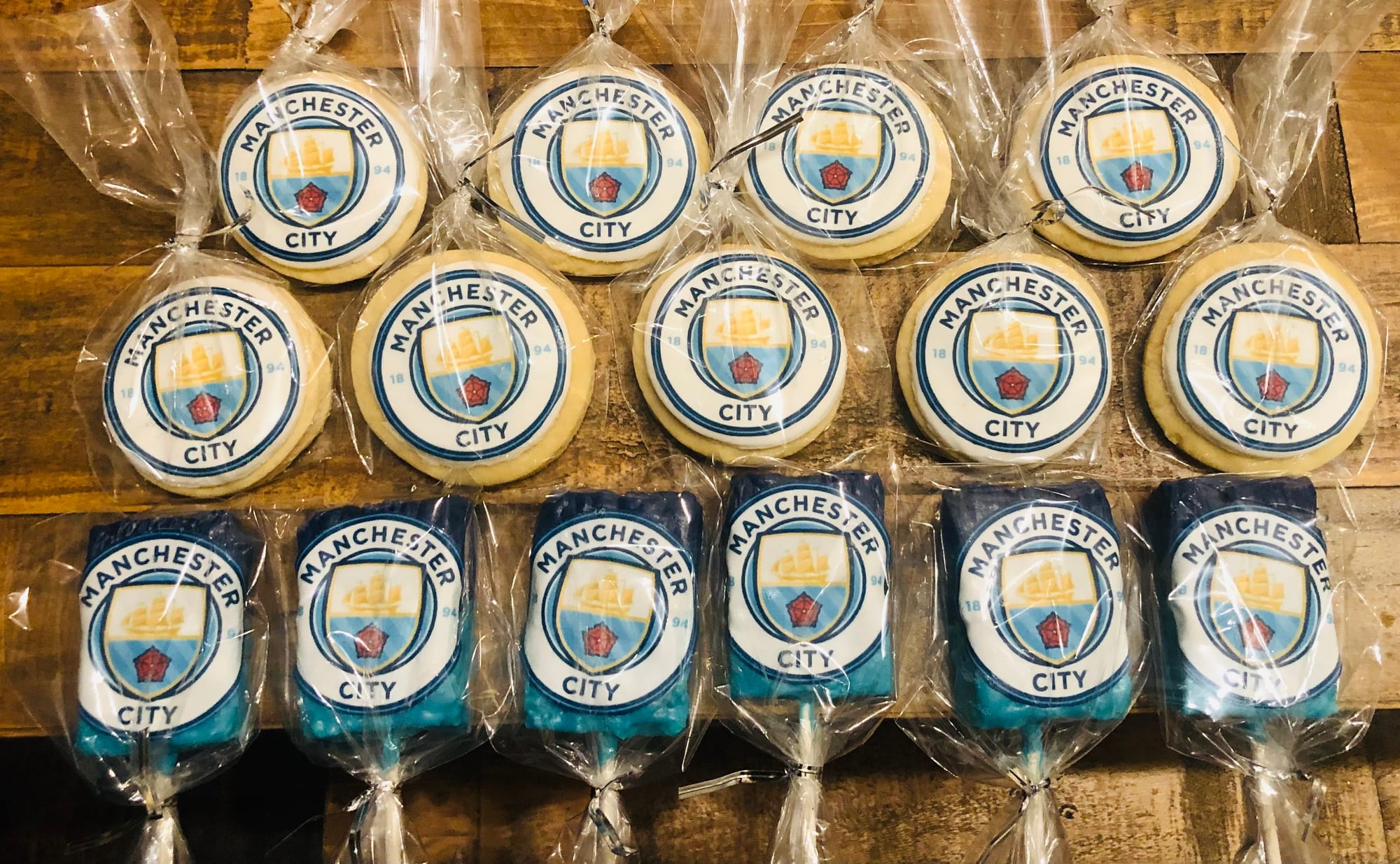 Manchester City Sugar Cookies and Chocolate Dipped Rice Crispy Treats