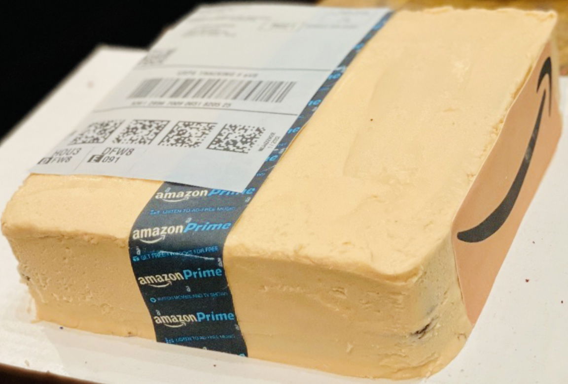 Chocolate Amazon Package Cake With Buttercream Frosting and Edible Images