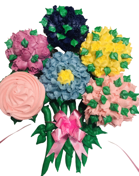 Chocolate and Vanilla Cupcake Flower Bouquet With Buttercream Frosting