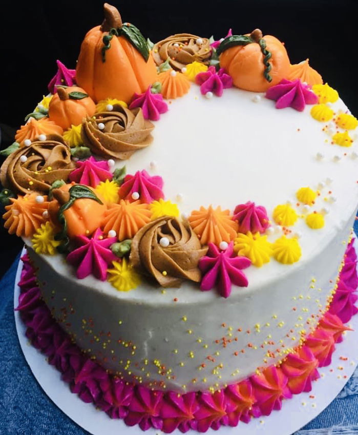2 Layer Chocolate Fall Cake with Buttercream Frosting