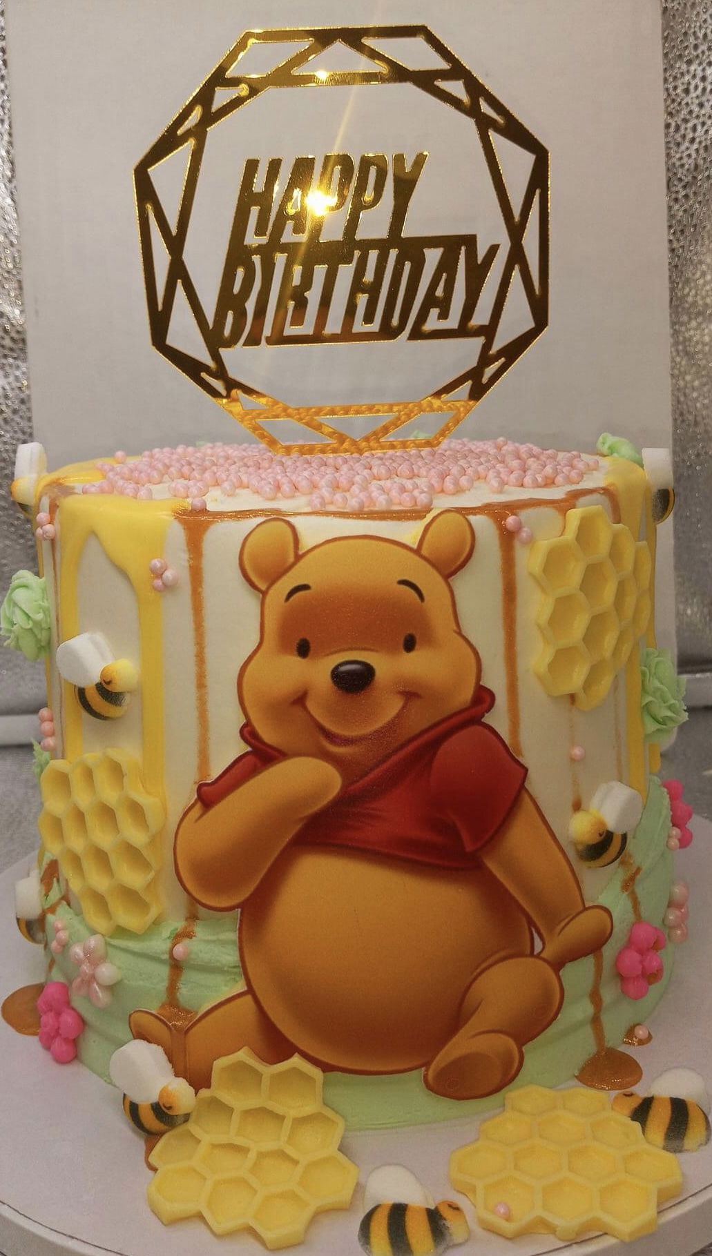 3 Layer Winnie the Pooh Vanilla Cake With Buttercream Frosting Edible Images and Fondant