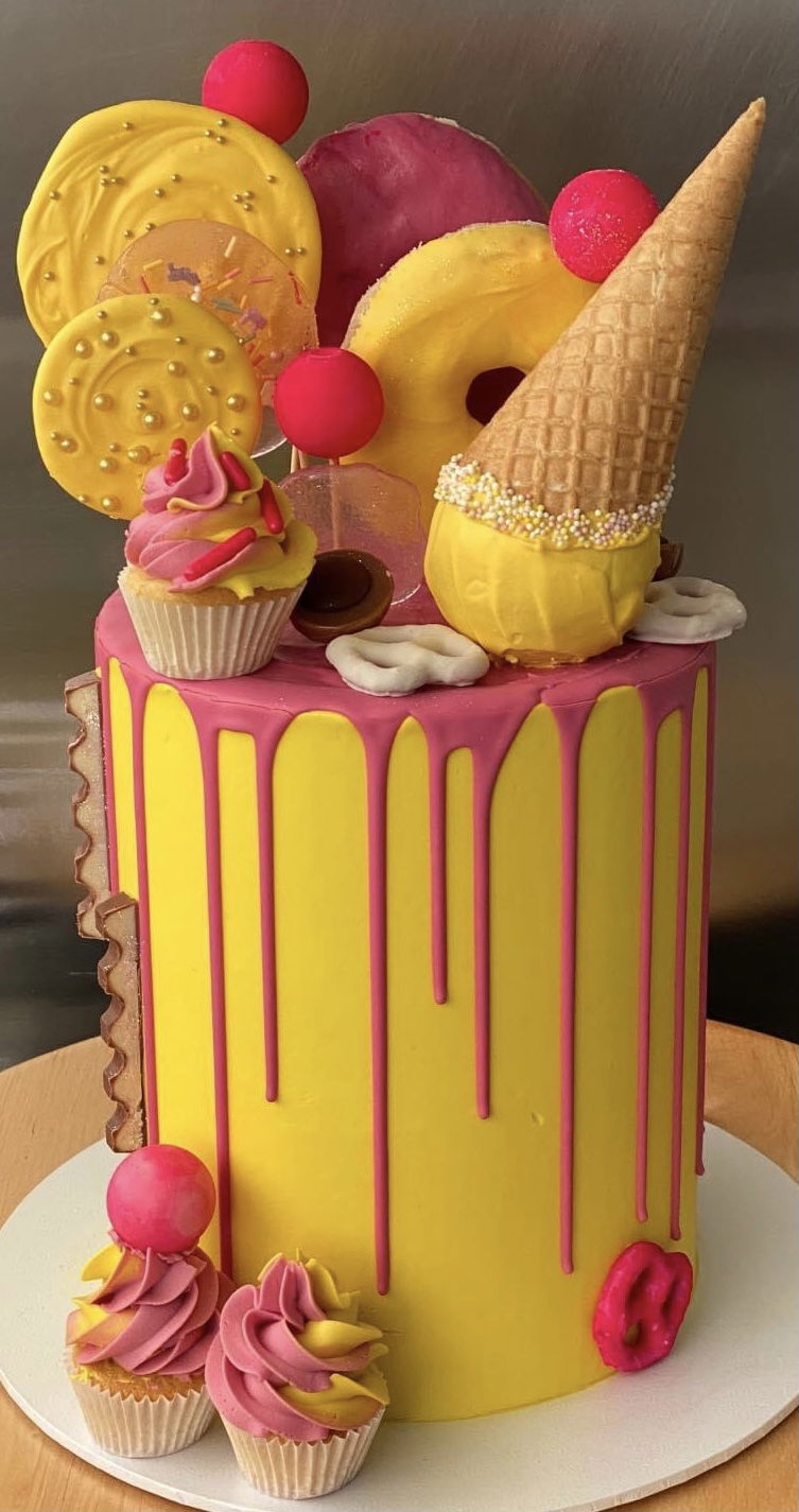 4 Layer Lemon and Strawberry Cake With Buttercream Frosting
