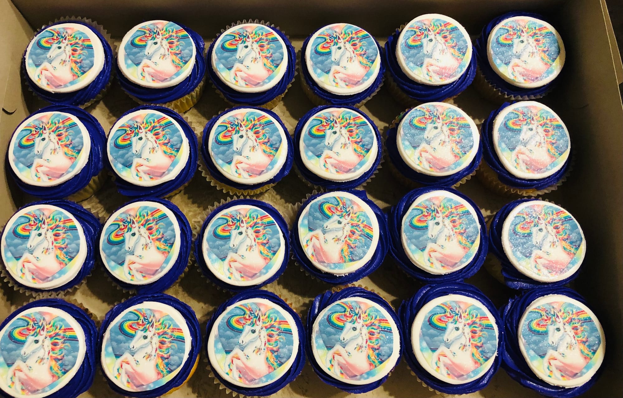 Chocolate Unicorn Cupcakes with Buttercream Frosting and Edible Image