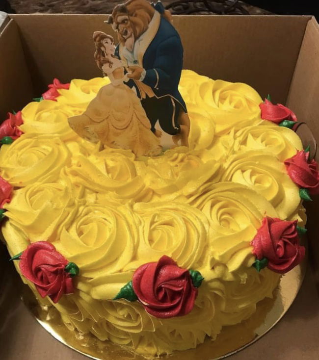 2 Layer Marble Beauty and the Beast Cake with Buttercream Frosting
