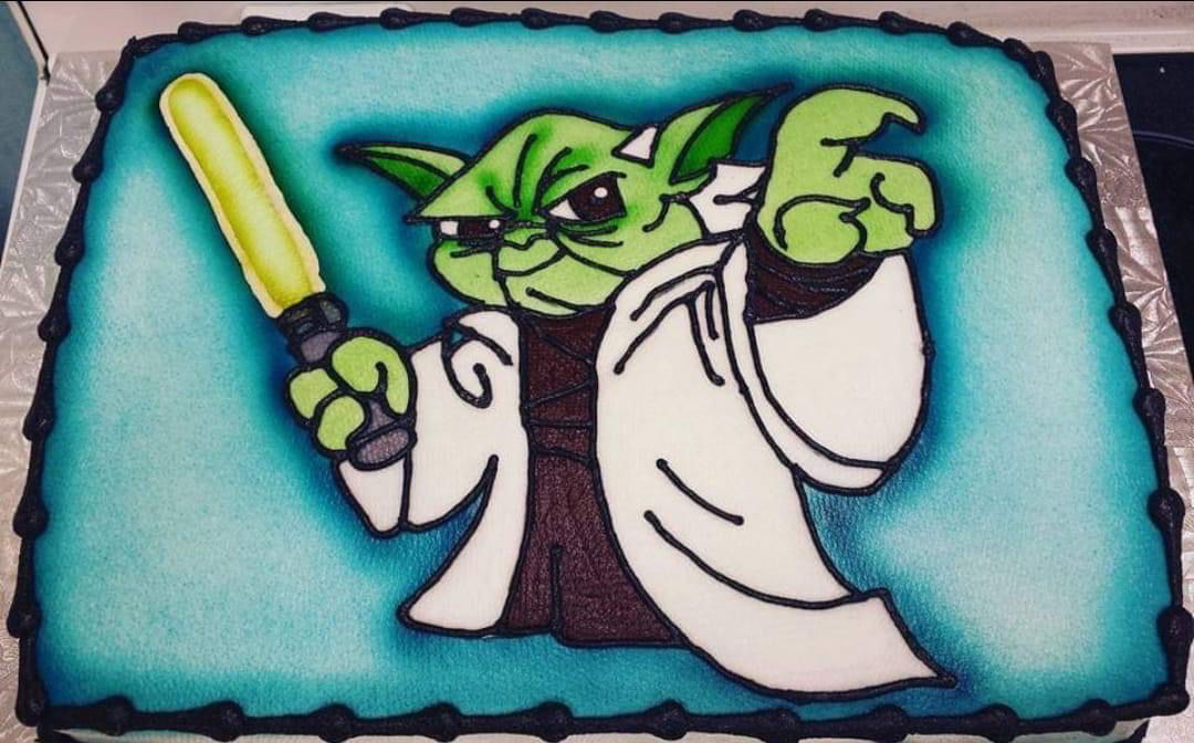 Chocolate Yoda Sheet Cake with Buttercream Frosting