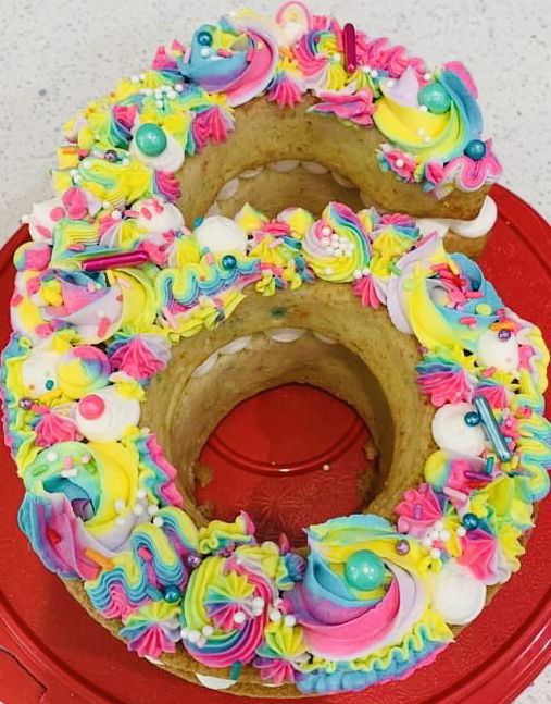 Number 6 Vanilla Cake With Buttercream Frosting