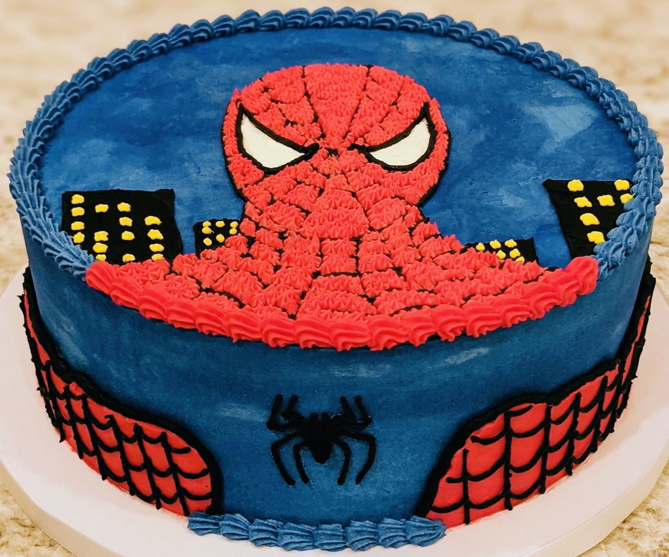 2 Layer Chocolate Spider-Man Cake With Buttercream Frosting