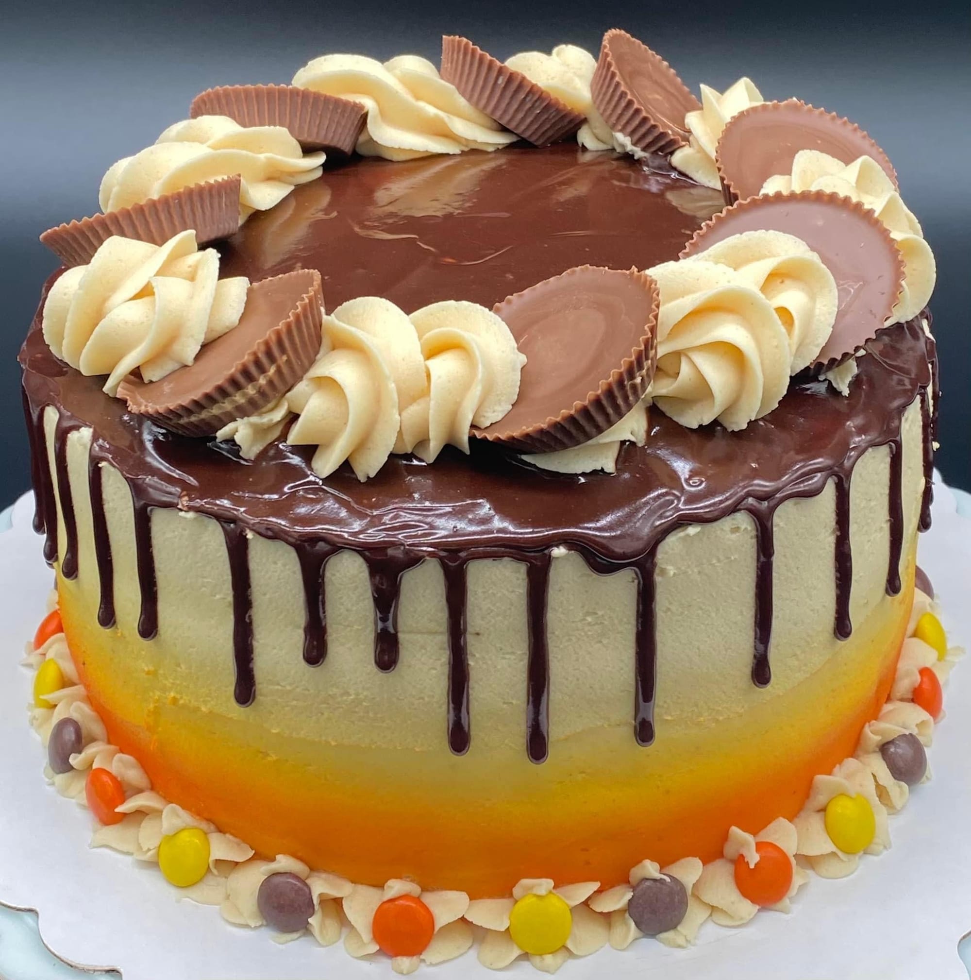 2 Layer Reeses Peanut Butter Cup Cake with Buttercream Frosting