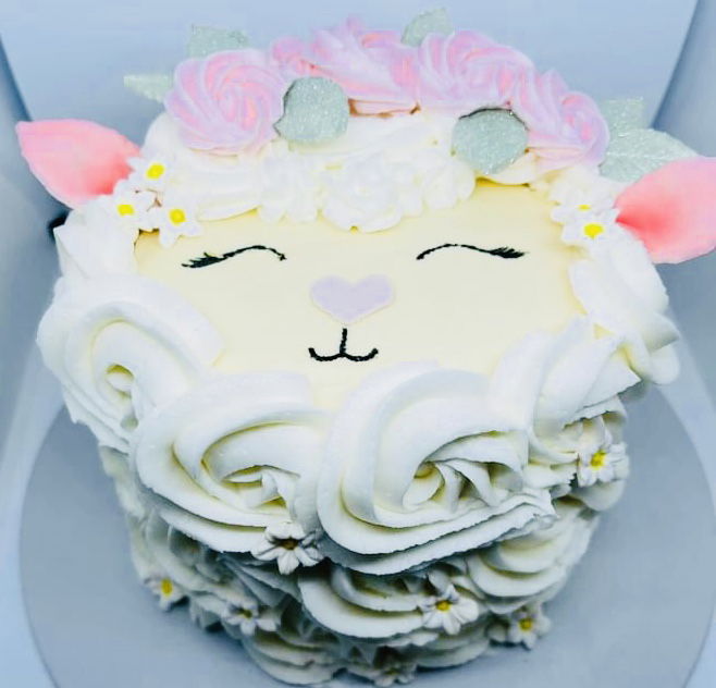 2 Layer Vanilla Baby Lamb Cake with Buttercream Frosting