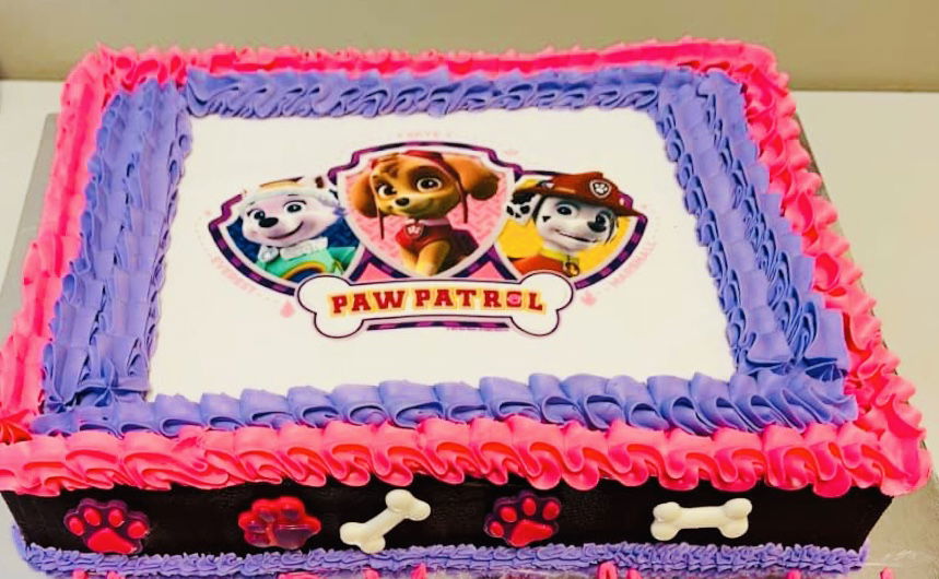 Chocolate Paw Patrol Sheet Cake With Buttercream Frosting and Edible Image