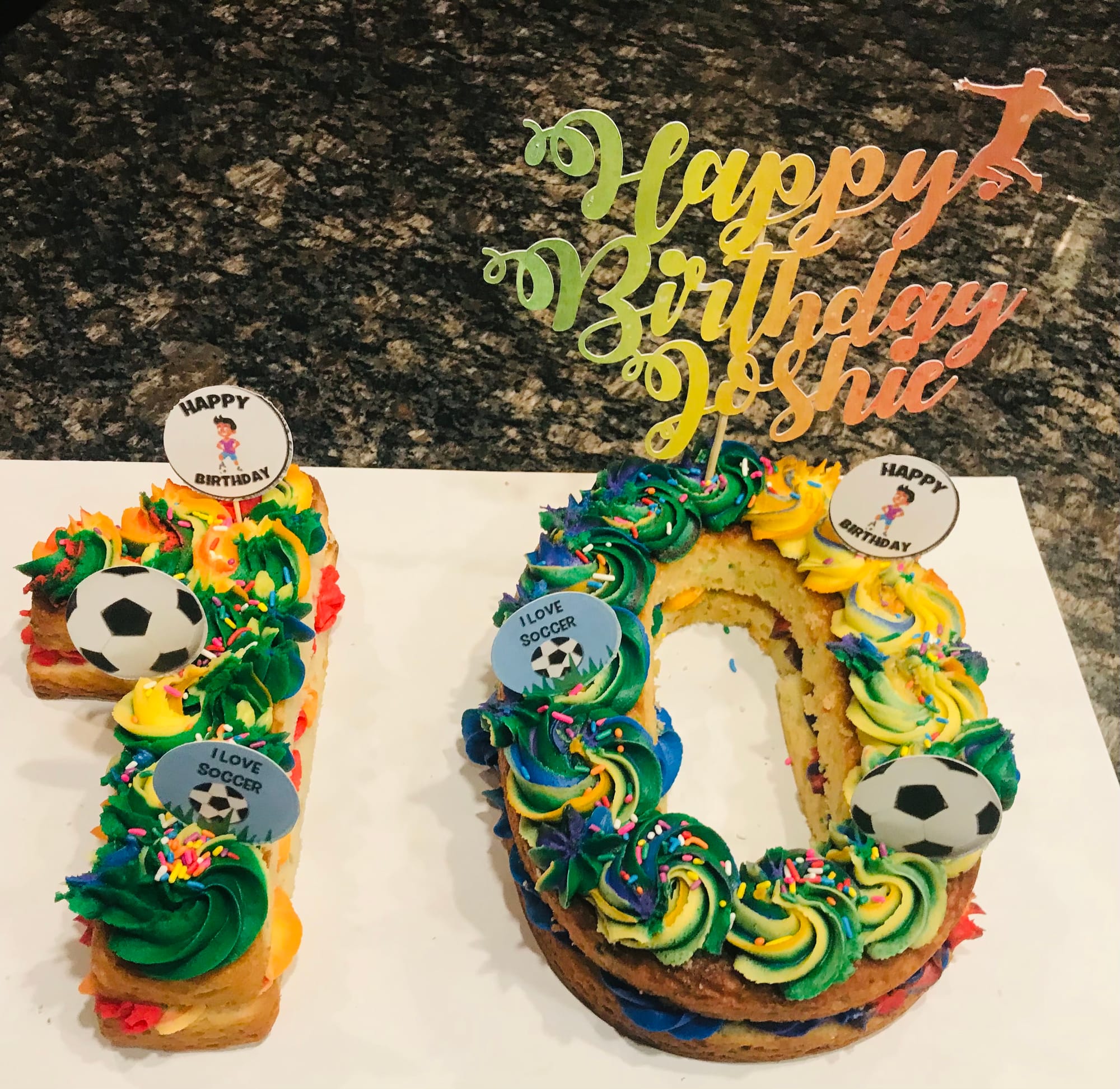 Number 10 Vanilla Rainbow Cake With Buttercream Frosting