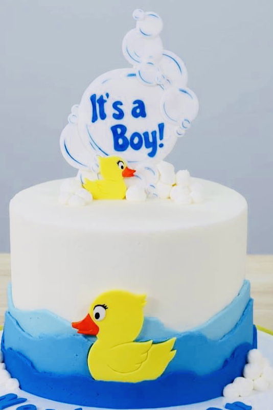 2 Layer Baby Boy Vanilla Cake With Buttercream Frosting and Fondant