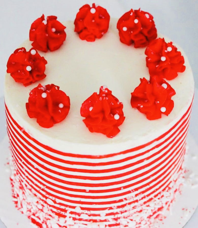 3 Layer White Cake with Peppermint and Buttercream Frosting