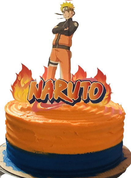 3 Layer Marble Naruto Cake with Buttercream Frosting