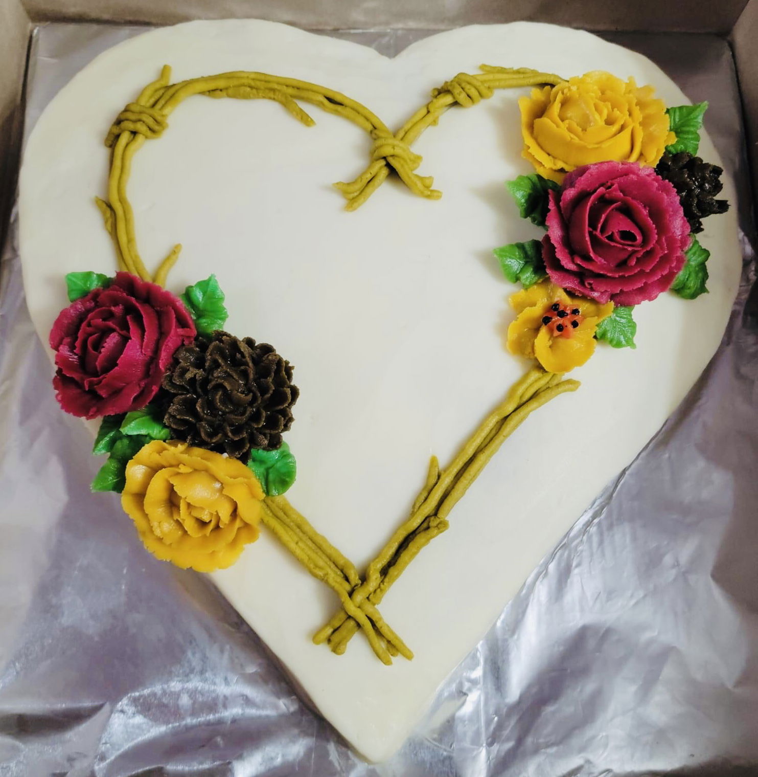 2 Layer Chocolate Heart Cake with Buttercream Frosting