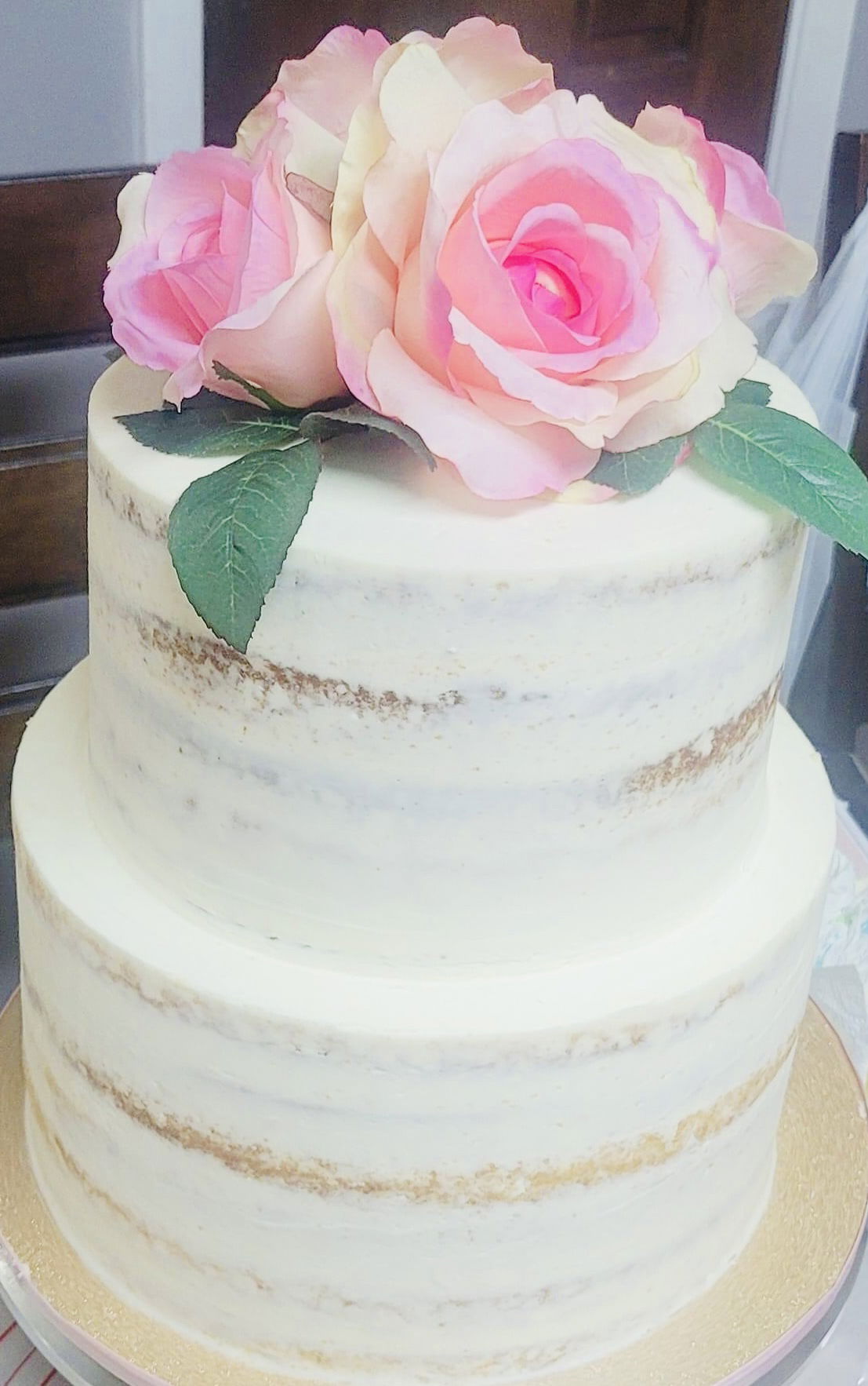 2 Tier Vanilla Rustic Cake with Buttercream Frosting