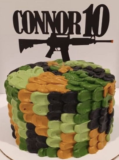 3 Layer Chocolate, Vanilla, and Oreo Camouflage Cake with Buttercream Frosting
