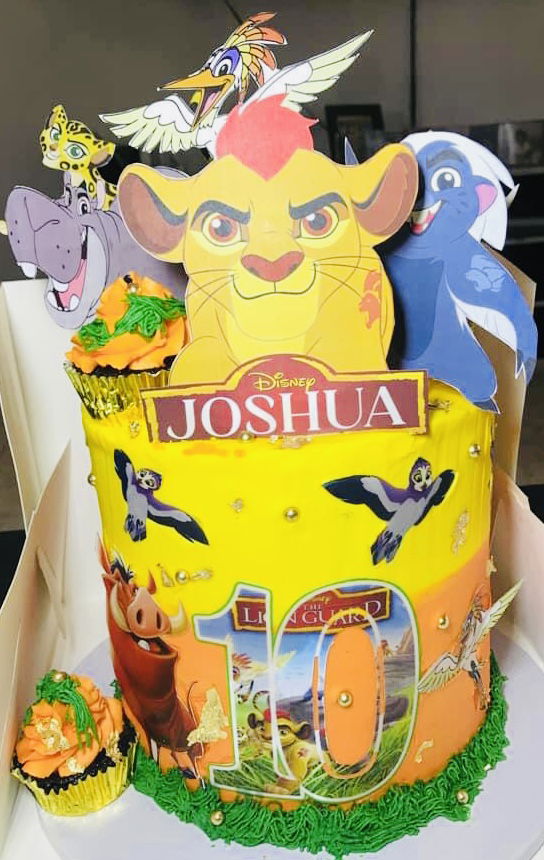 4 Layer Chocolate and Vanilla Lion King Cake with Buttercream Frosting and Edible Images