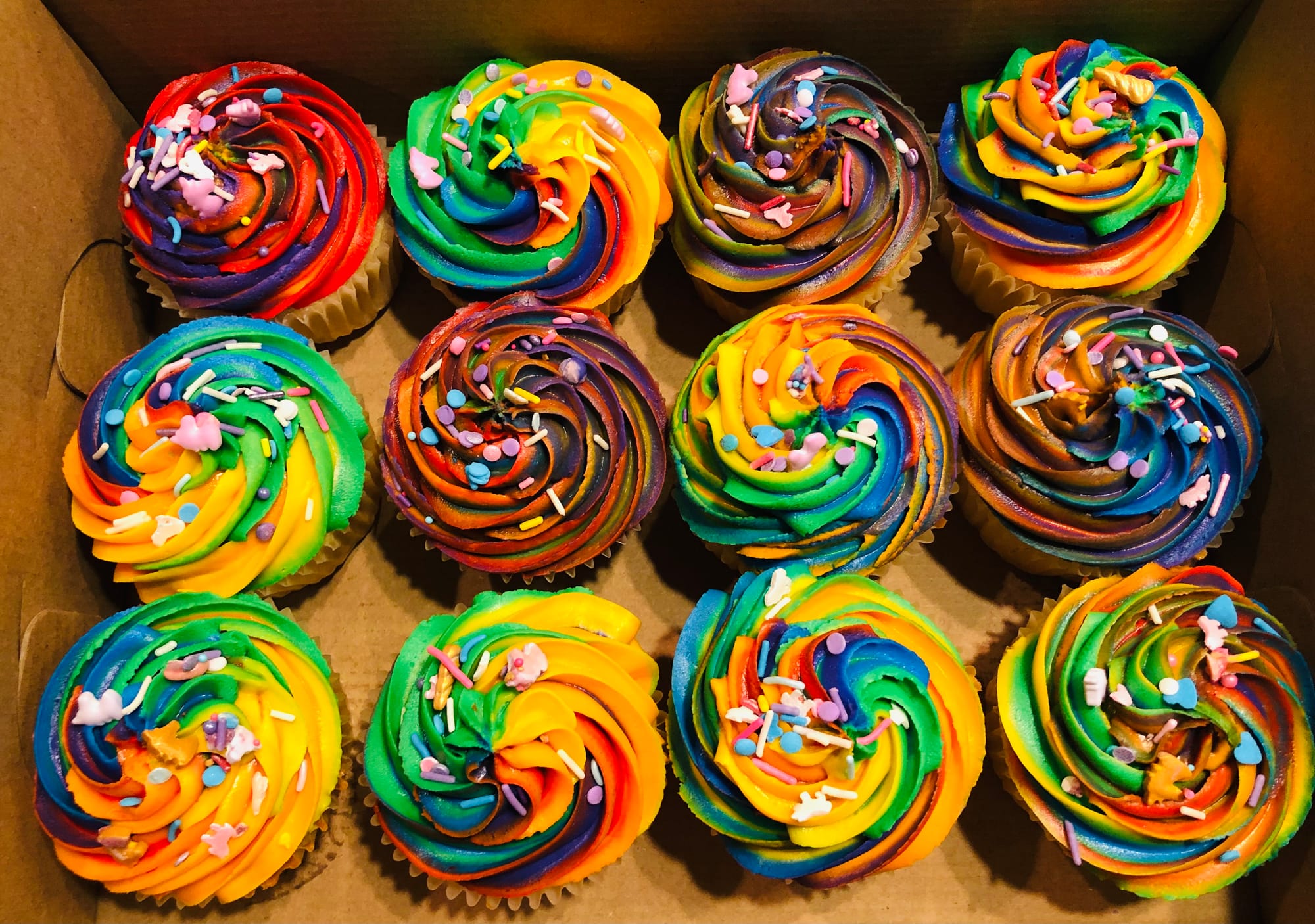 Chocolate and Vanilla Rainbow Cupcakes With Buttercream Frosting
