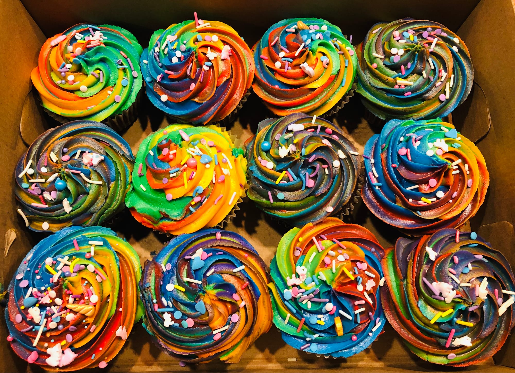 Chocolate and Vanilla Rainbow Cupcakes With Buttercream Frosting