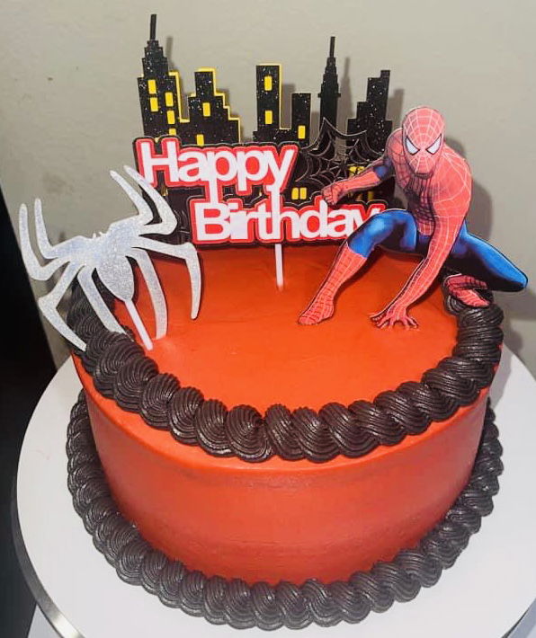 2 Layer Chocolate and Vanilla Spider-Man Birthday Cake With Buttercream Frosting