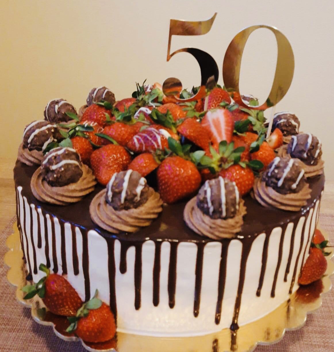 2 Layer Chocolate Cake With Buttercream Frosting, and Fresh Fruit