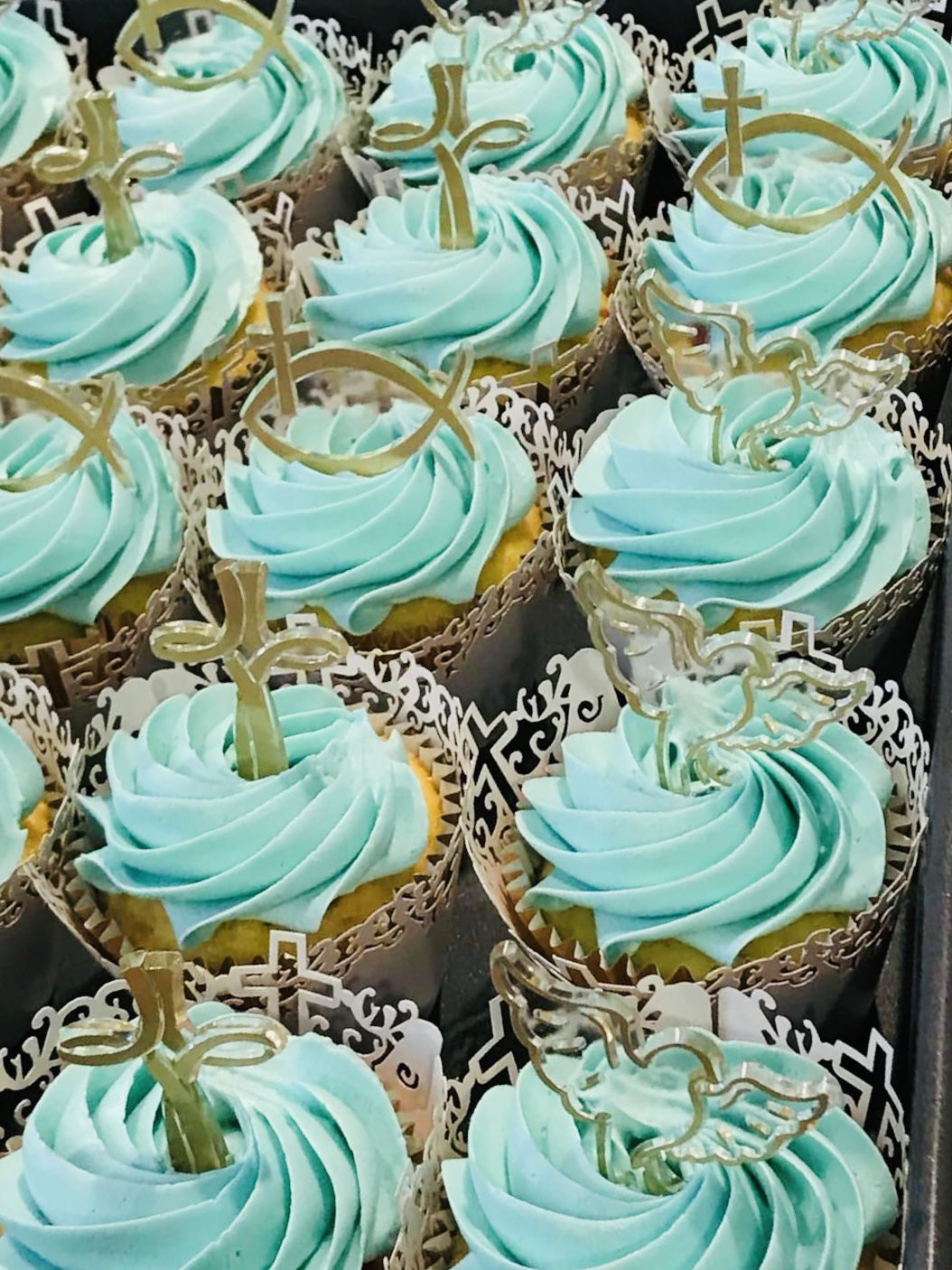 Vanilla Baptism Cupcakes with Buttercream Frosting