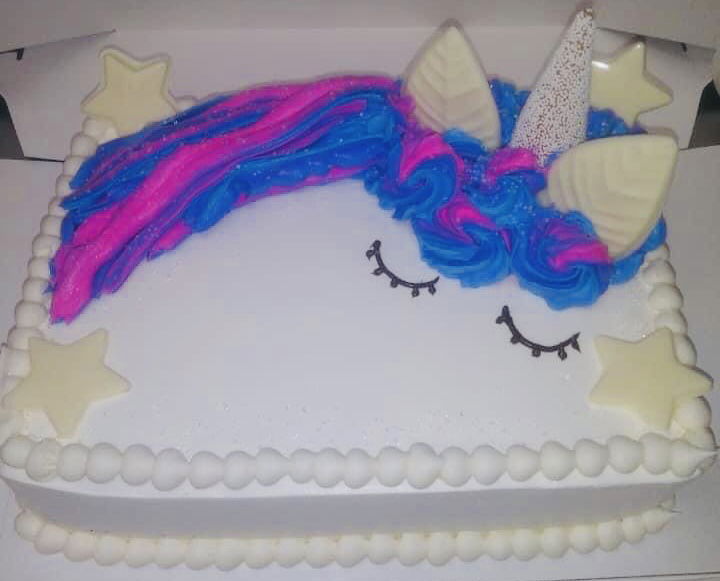 2 Layer Vanilla Unicorn Sheet Cake With Buttercream Frosting