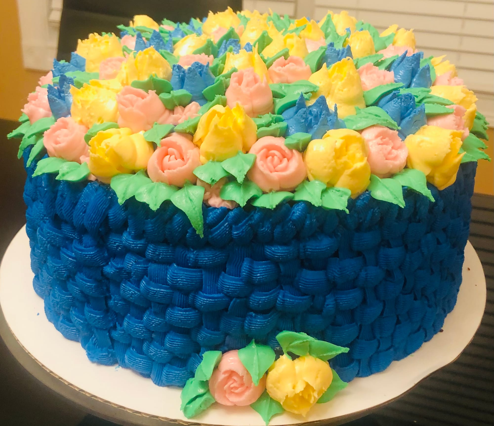 3 Layer Chocolate Basket Cake with Buttercream Frosting