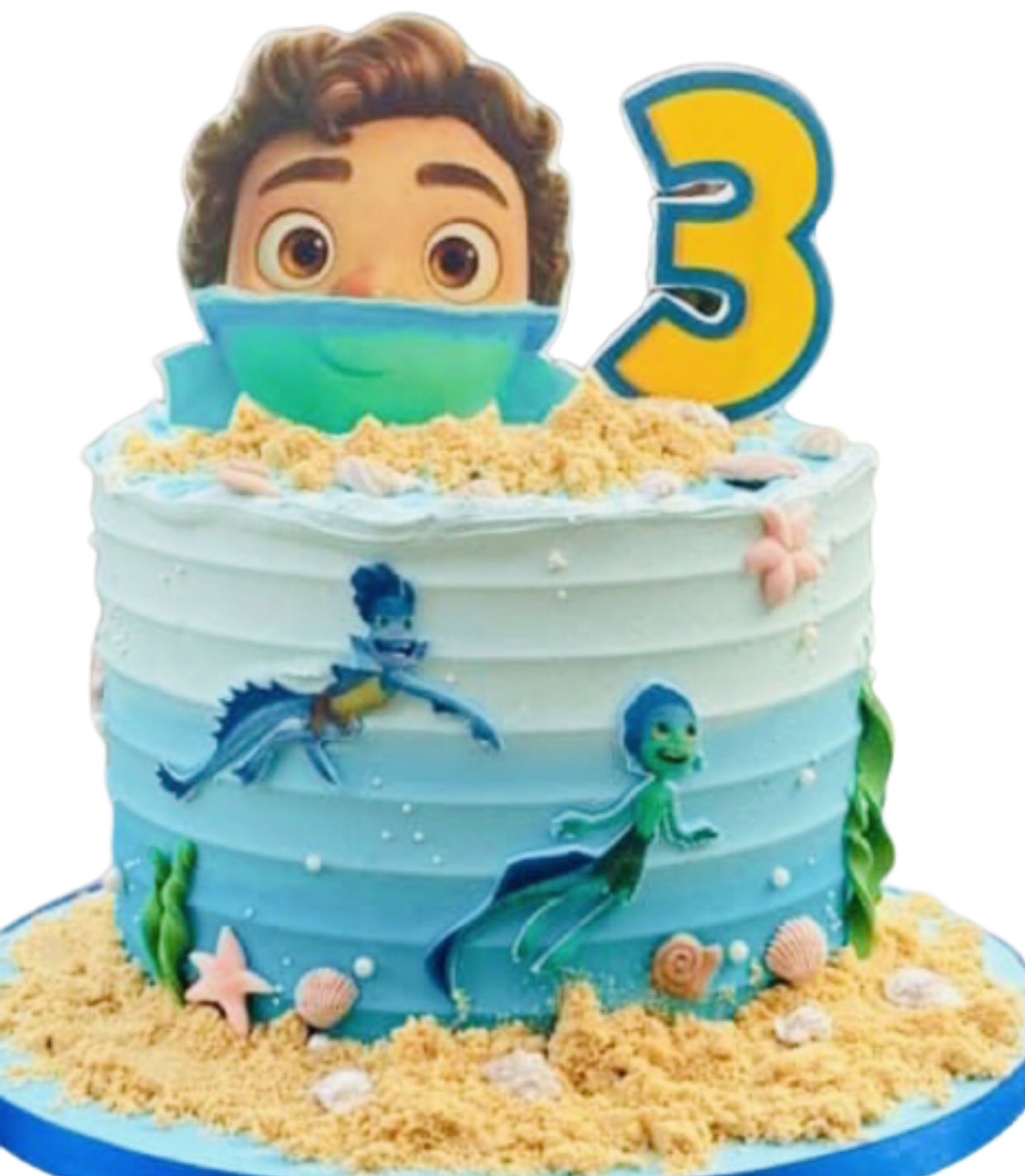 2 Layer Funfetti Disney Luca Birthday Cake With Buttercream Frosting and Edible Image