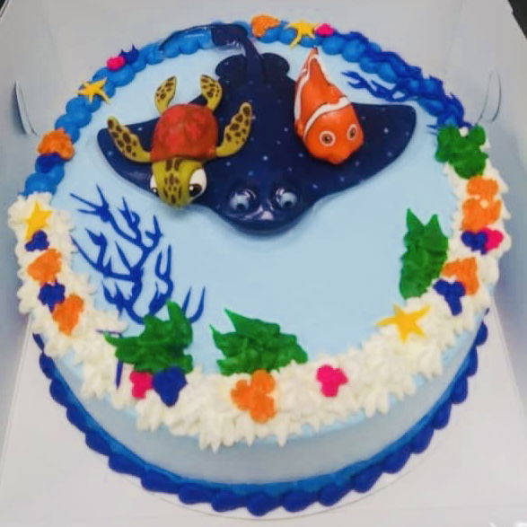 2 Layer Vanilla and Chocolate Little Nemo Cake With Buttercream Frosting
