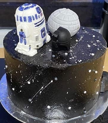 3 Layer Chocolate Star Wars Cake with Buttercream Frosting