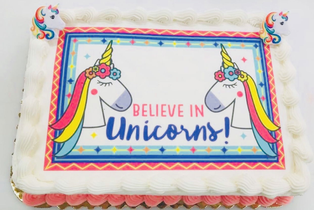 Strawberry Unicorn Sheet Cake With Buttercream Frosting and Edible Image