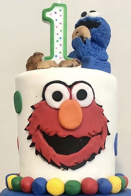 4 Layer Vanilla Elmo Smash Cake With Fondant