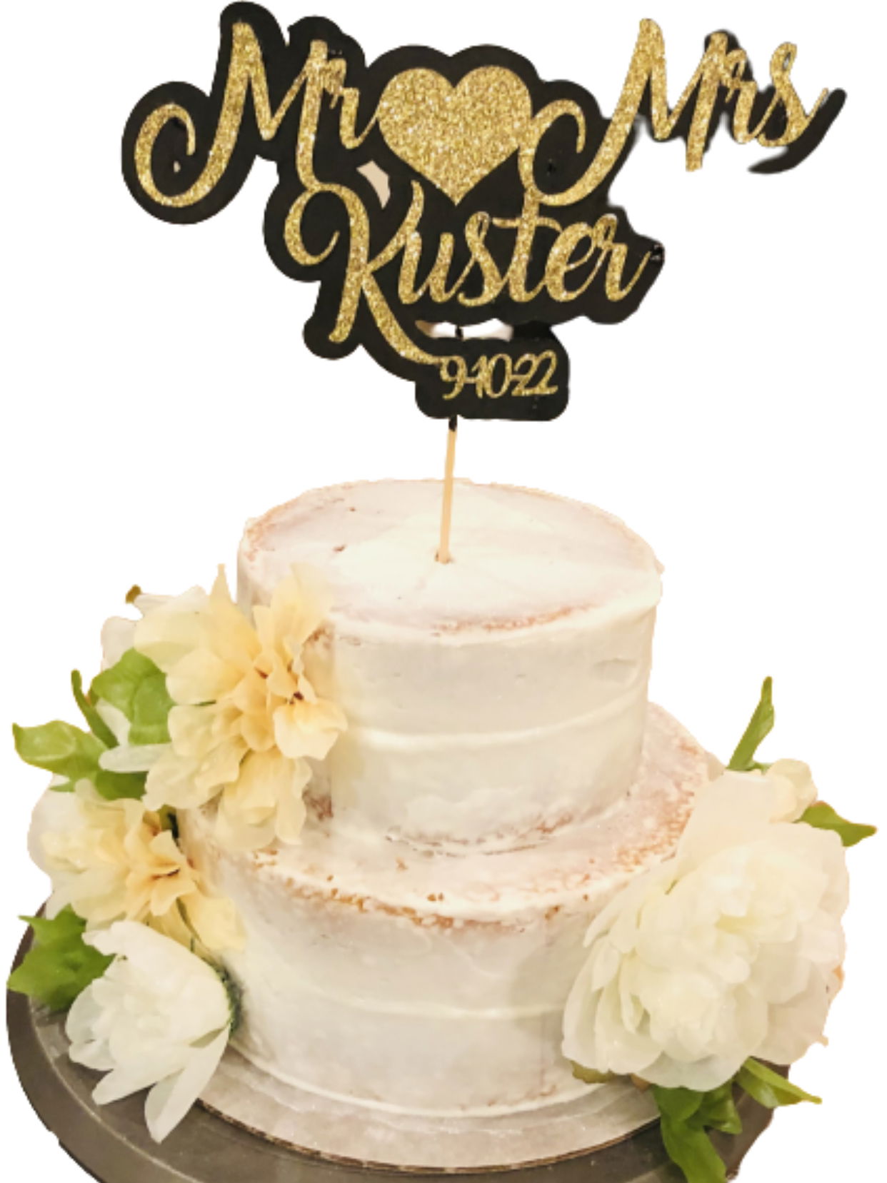 2 Tier Vanilla Rustic Wedding Cake With Buttercream Frosting