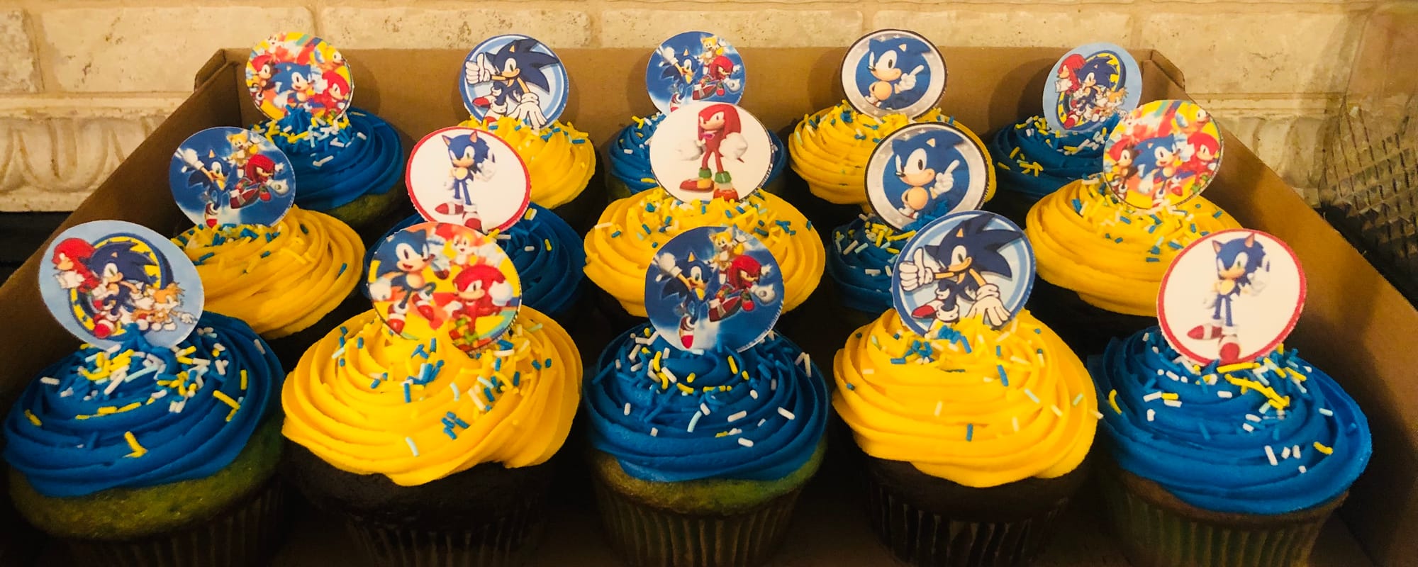 Chocolate and Vanilla Sonic The Hedgehog Cupcakes with Buttercream Frosting
