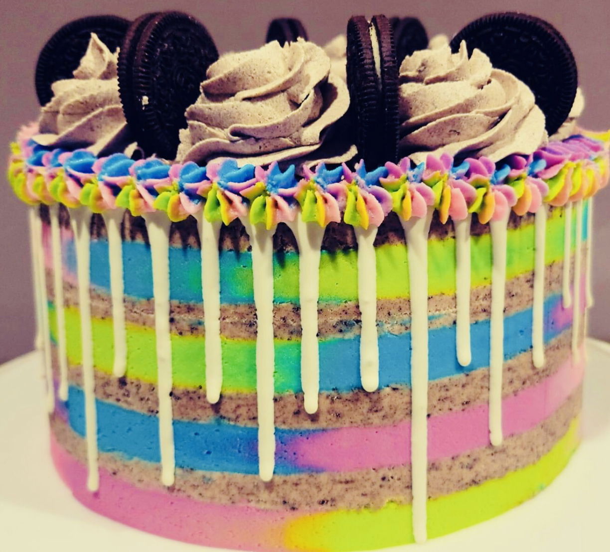 2 Layer Oreo Cookies Rainbow Cake with Buttercream Frosting