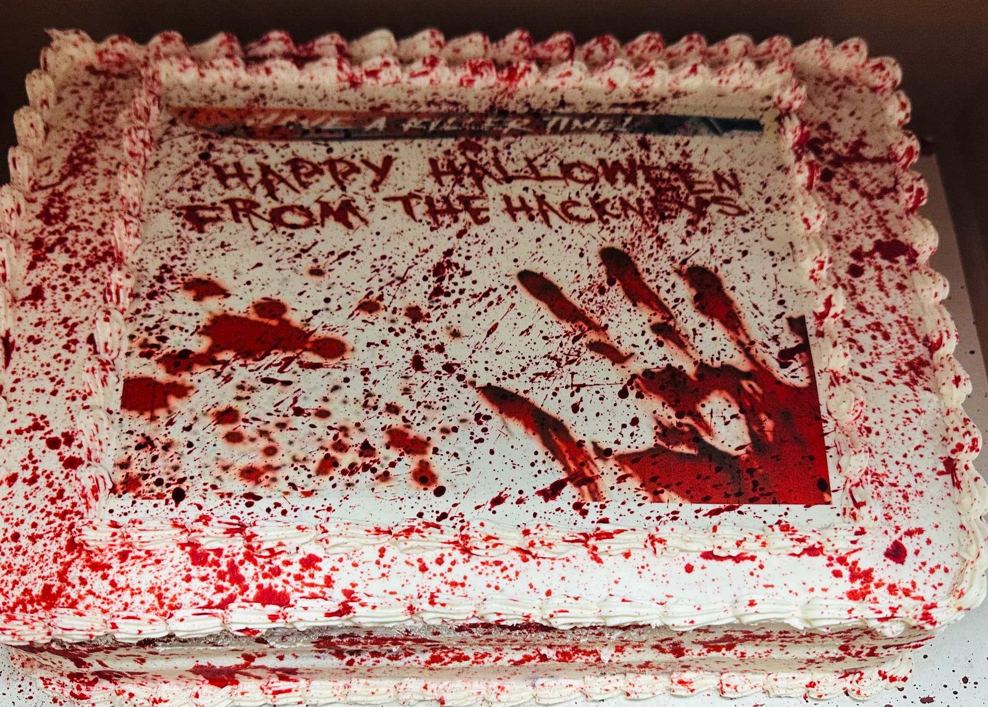 2 Layer Red Velvet Halloween Cake with Buttercream Frosting and Edible Image