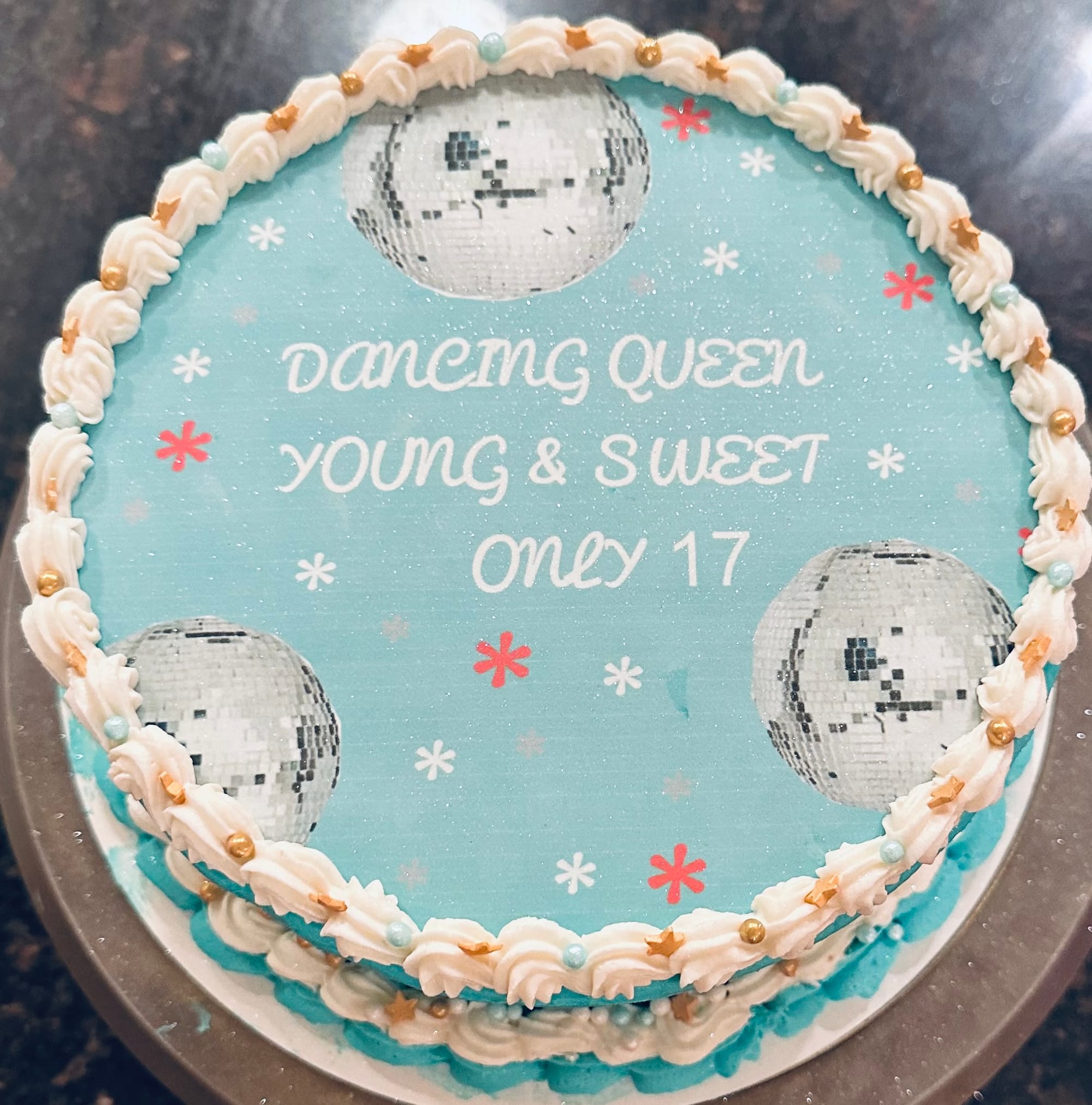 2 Layer Strawberry Disco Dancing Queen Cake with Buttercream Frosting and Edible Image